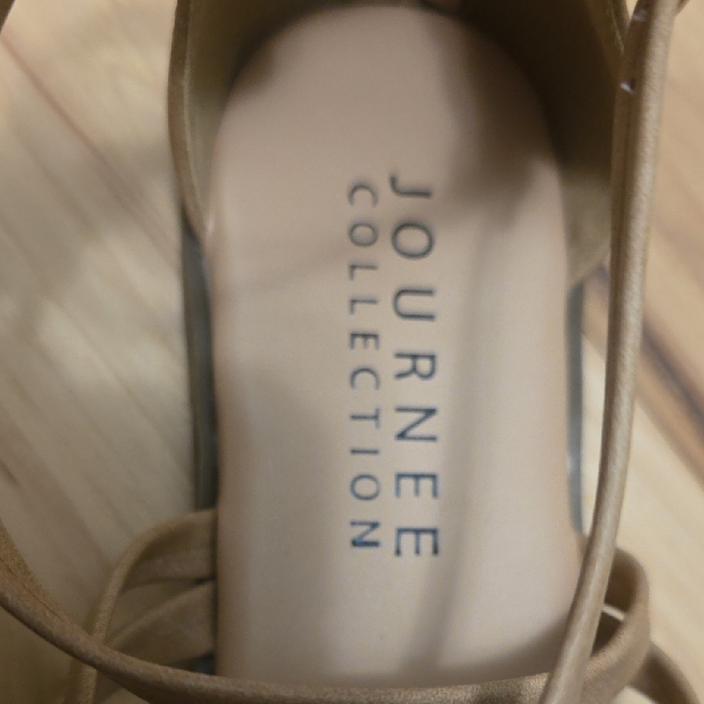 Journee Collection Tan Strappy Sandals - Picture 5 of 6